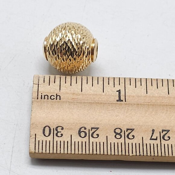 14K Gold Textured Round Bead Spacer Jewelry Making Supplies 1.76g - Picture 2 of 6
